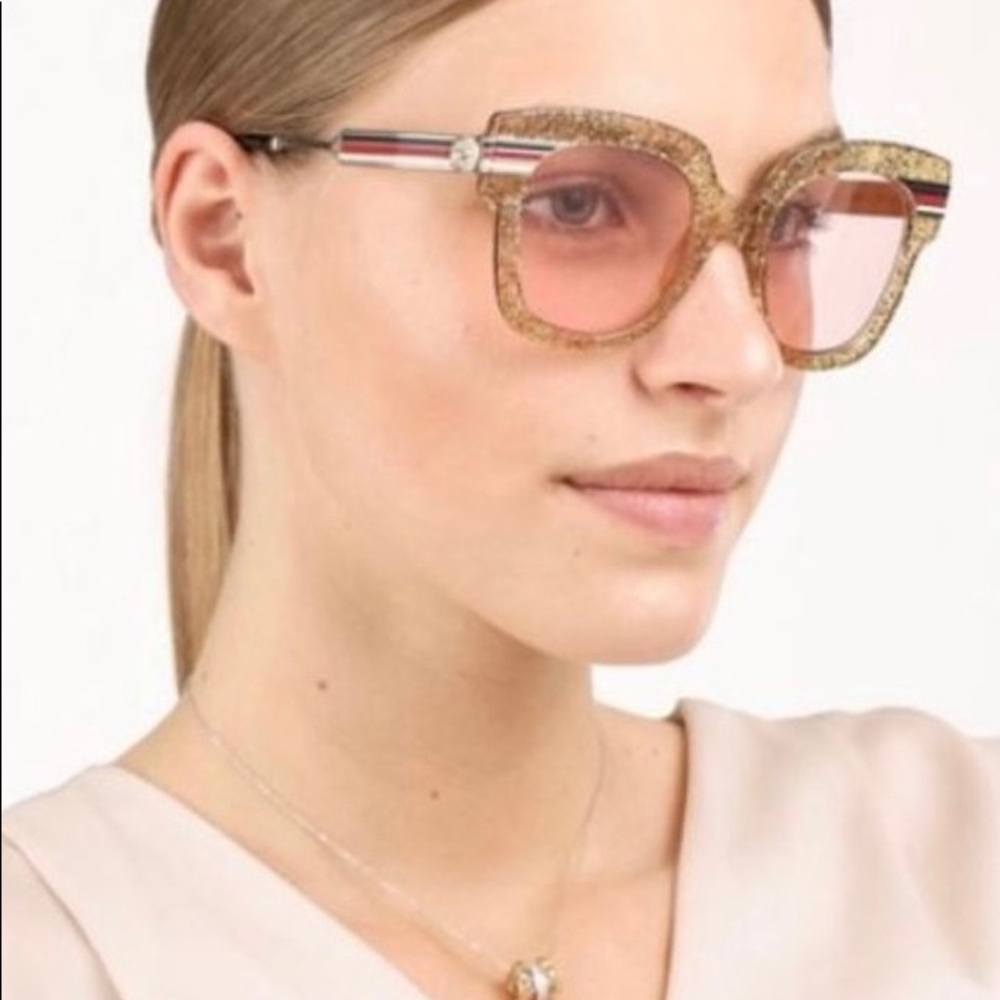 UNISEX GUCCI GOLD SPARKLY GLITTER BLING SUNGLASSES